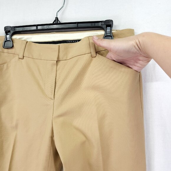 Theory Dress Pants Womens 10 Beige Flare Leg Stretch With Pockets - Picture 12 of 14